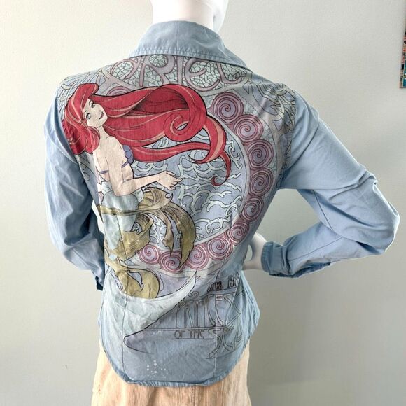 Disney Y2k Vintage Little Mermaid Ariel Button Down Shirt Top Size Medium - Picture 1 of 9